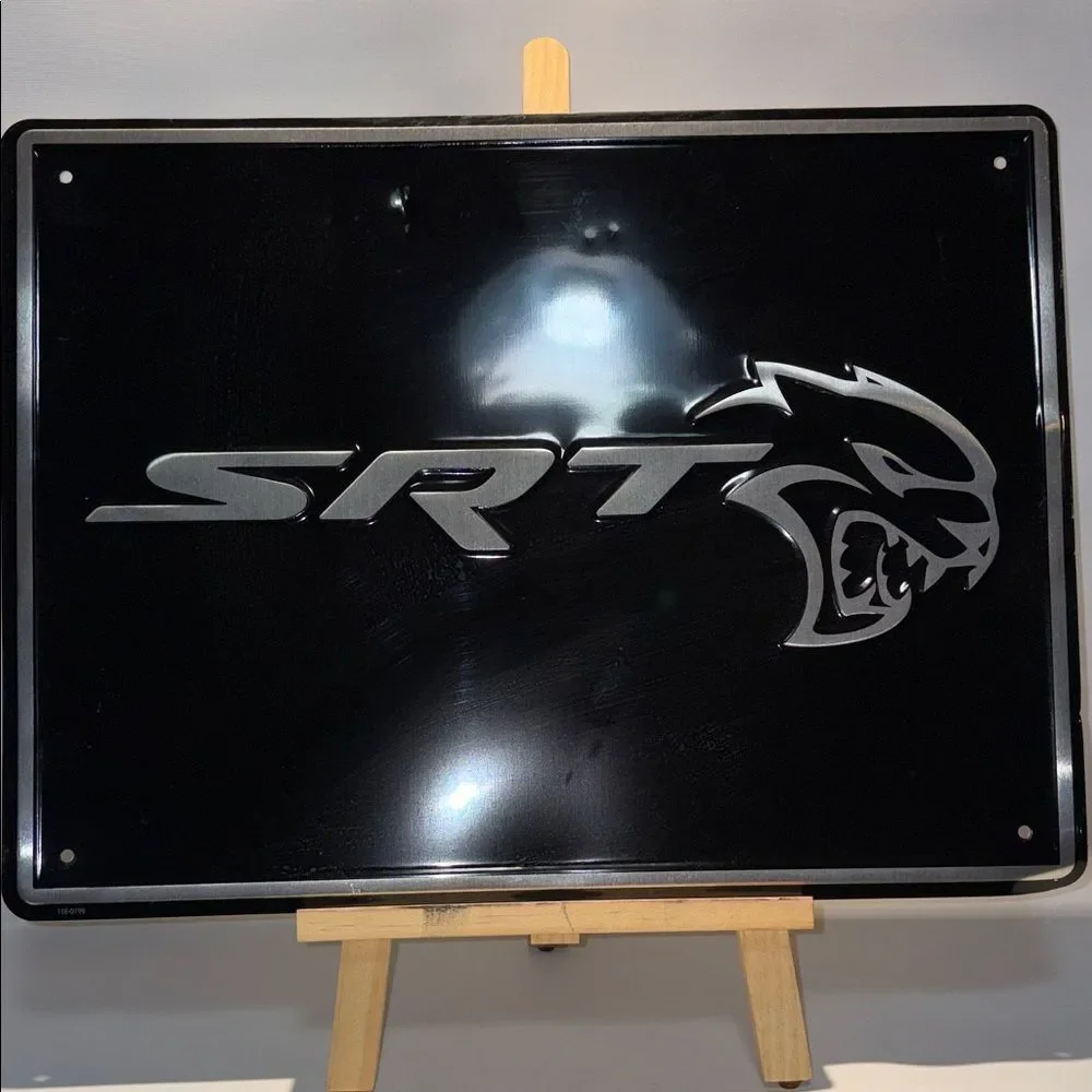 SRT Black and Silver Metal Sign